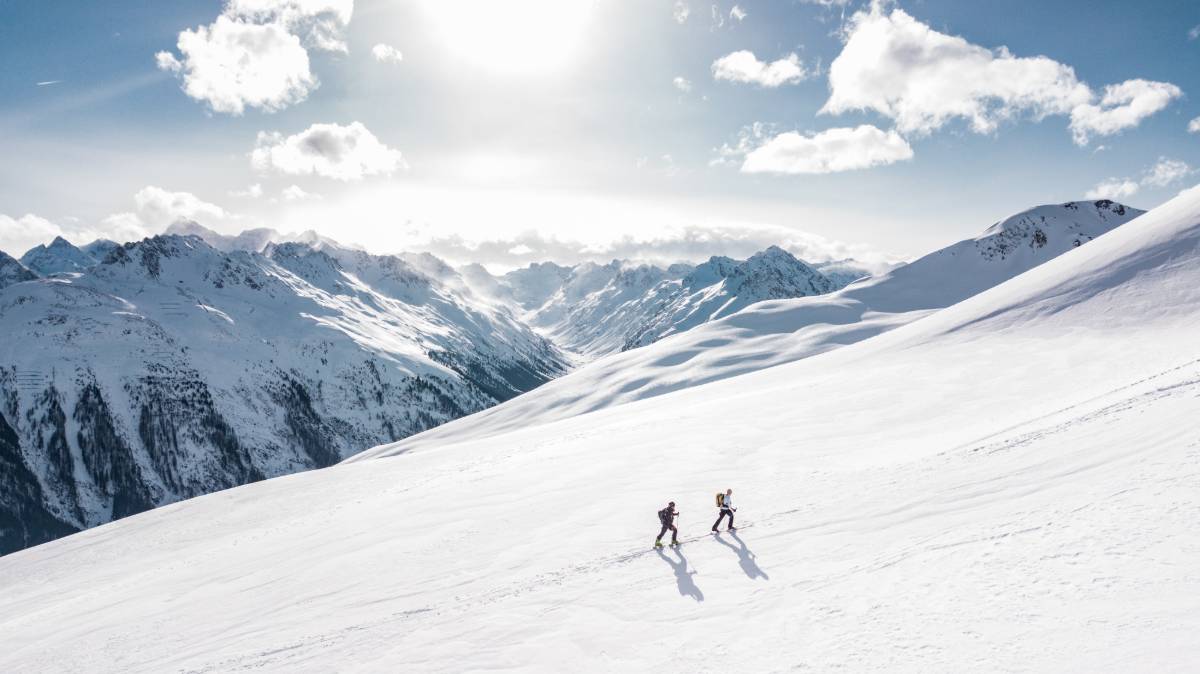 Picture of two people skiing