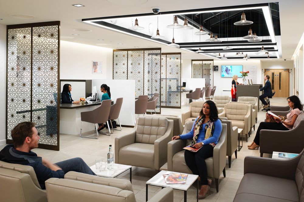 Picture of people sitting in the waiting room of Cromwell Hospital