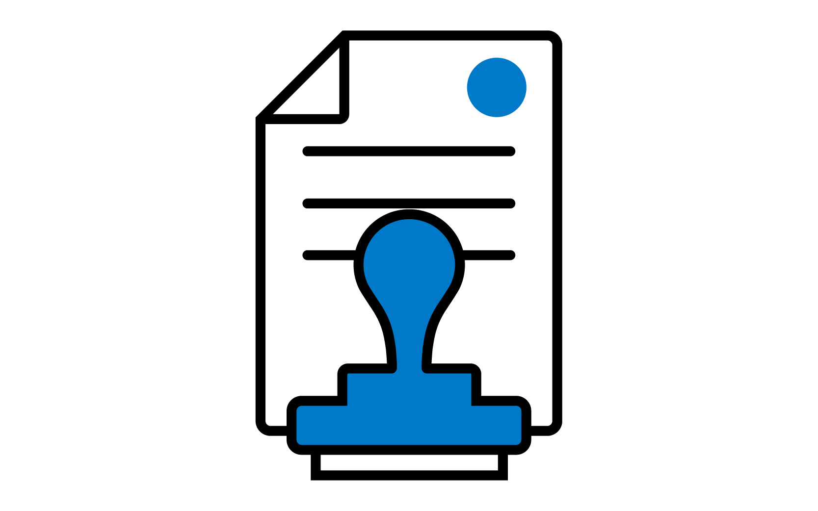 Icon with a stamp and paper, representing inclusive employers