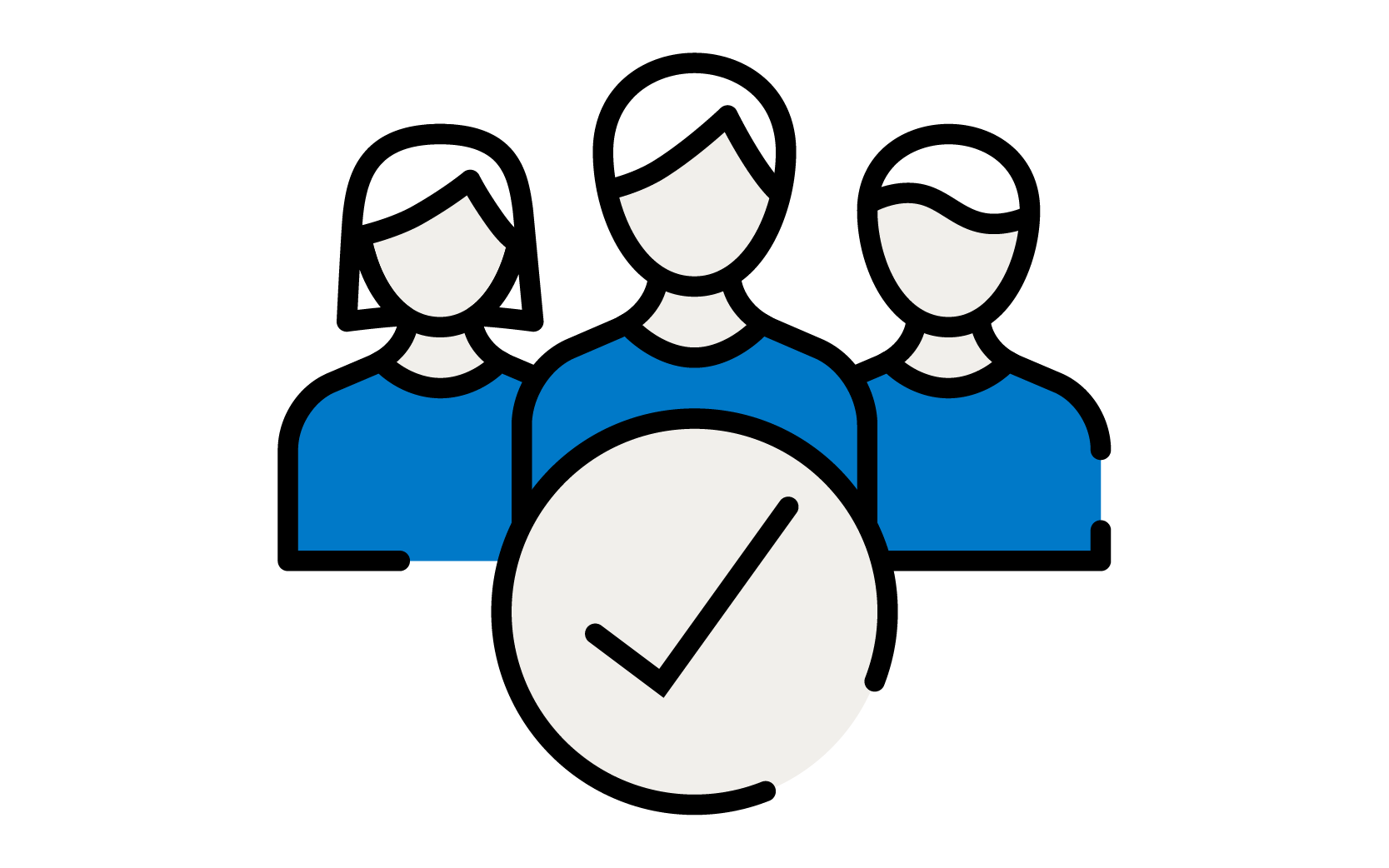 Icon of three people together, representing inclusive leadership